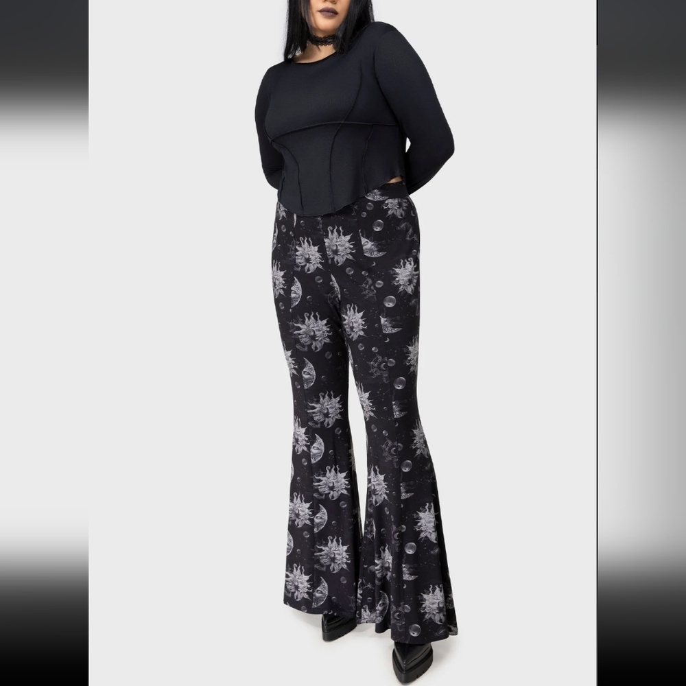 Killstar Black Celestial Pattern Flare Pants - image 3